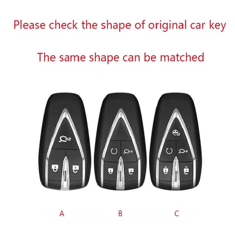 For Changan Key Case Unit Unik Cs35Plus Cs55 Plus Cs75 Plus Oshan X7 X5 Car Key Bag Goat Leather Zinc Alloy Leather Protective C