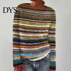 Graphic Print Top Women Sweater Round Neck Long Sleeve Pullover Jumper Loose Fit Thick Warm Knitwear Daily Wear Slim Casual