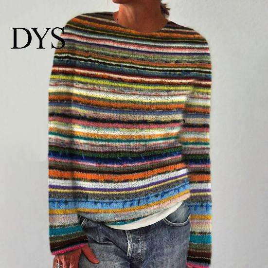 Graphic Print Top Women Sweater Round Neck Long Sleeve Pullover Jumper Loose Fit Thick Warm Knitwear Daily Wear Slim Casual