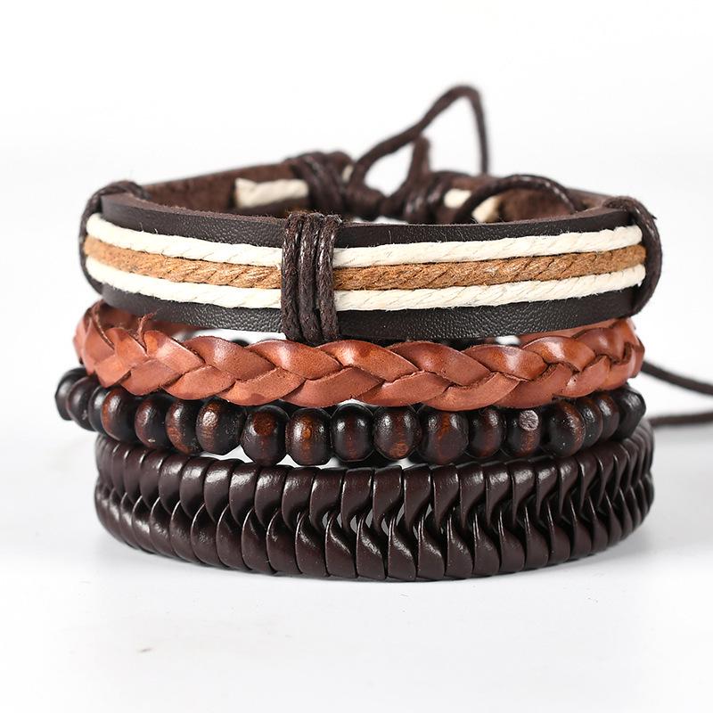 Unisex Handmade Woven Leather Bracelet - European and American Style Jewelry