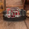 Retro Square Red Drip Oil Cowboy Casual Embossed Leather Unisex Bag
