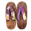 Geta for Burnt Paulownia Geta with Japanese Pattern Straps for Girls [KYOETSU] Kids, (19.5cm, G19)