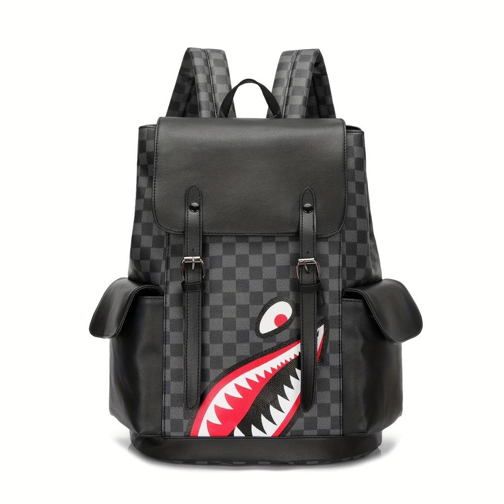 Neue koreanische Version Business-Rucksack Leder Große Kapazität Herren und Damen Trend karierter Rucksack Reisetasche Studenten-Computertasche