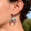 Vnox Stainless Steel Moon Hoops Earrings for Men Women, Retro Dangle Charm Earrings with Resin Stone, Fashion Unisex Jewelry
