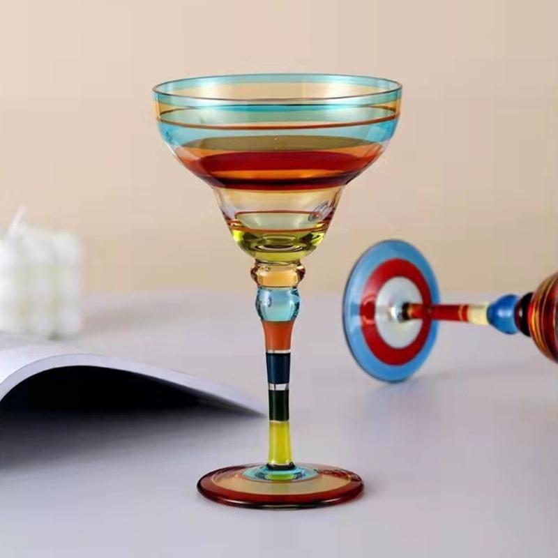 Elegant Margarita Glass Cup Intricate Hand Painted Pattern Colorful Mexicans Cocktail Drinkware For Party Decoration