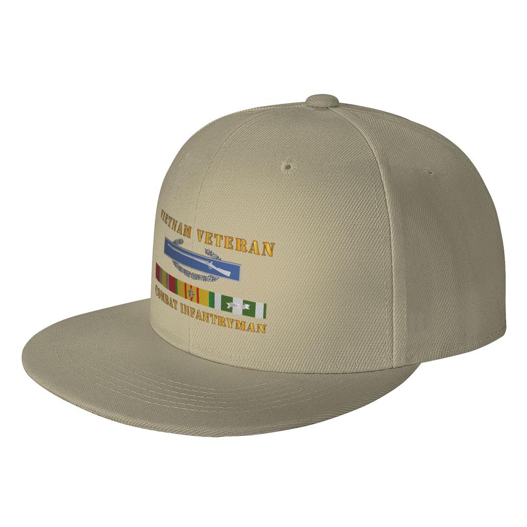 Fashion Army Vietnam Veteran Cbt InfantryUnisex w CIB VN SVC Flat Brim Sun Hat People With Big Heads Cap FeUnisex