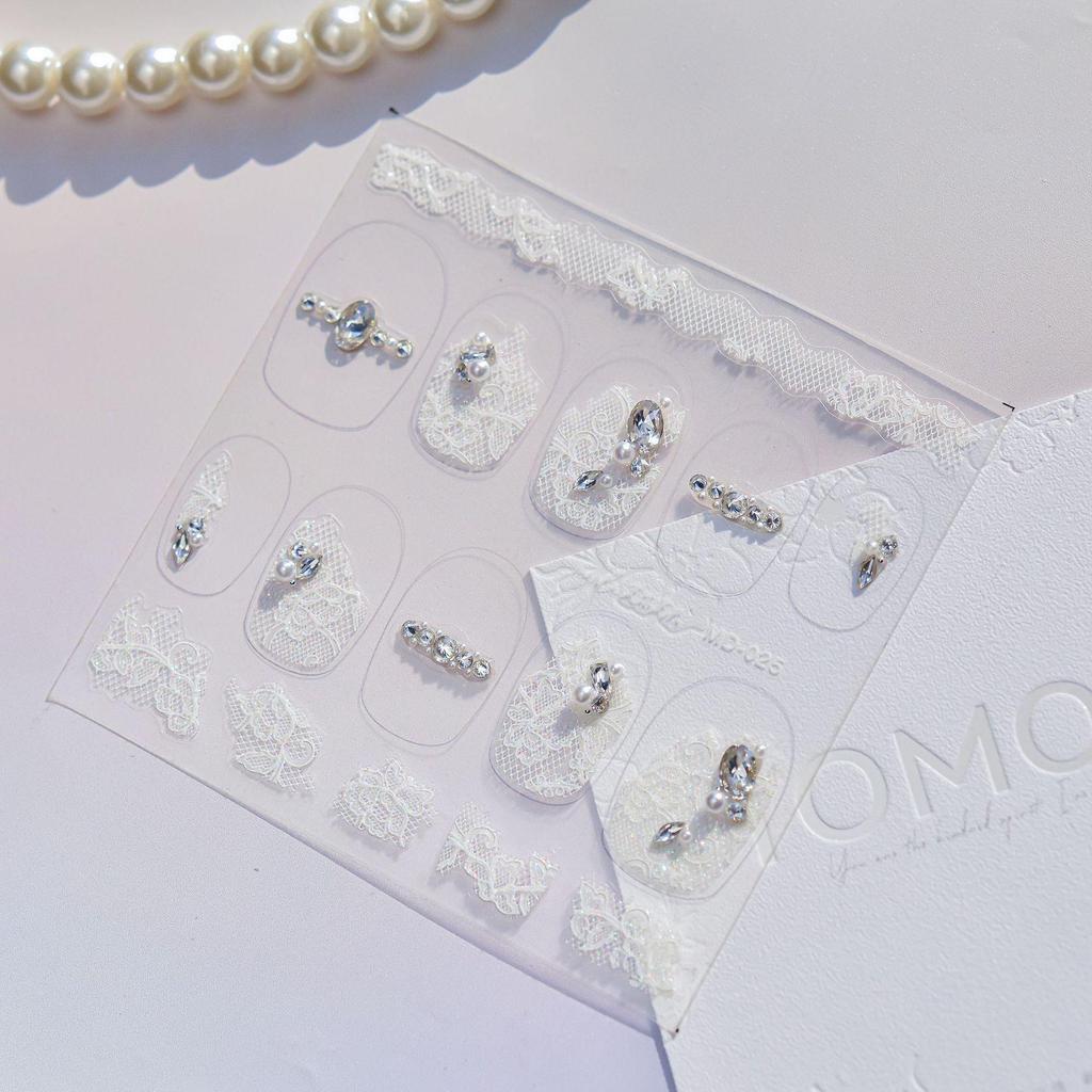 Tomoni Luxury French Lace Nail Rhinestones - Mosaic Round Arc Full-Edge Decoration