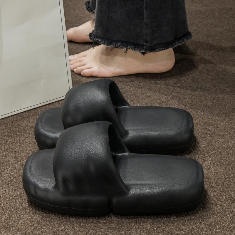 

Японские простые и удобные тапочки для пары на мягкой подошве, для дома, нескользящие, с толстой подошвой, ощущение ходьбы по дерьму, женские, мужские, крутые тапочки 44-45 [Standard size] чёрный