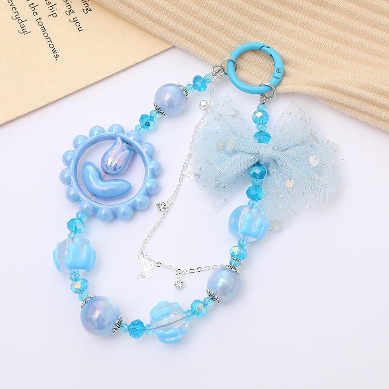 New Pearl Bow Beaded Pendant Phone Case Charm Wrist Strap Lanyard