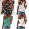Stylish Women's V Neck Ruffle Short Sleeve T Shirt With Fashionable Daisy Print