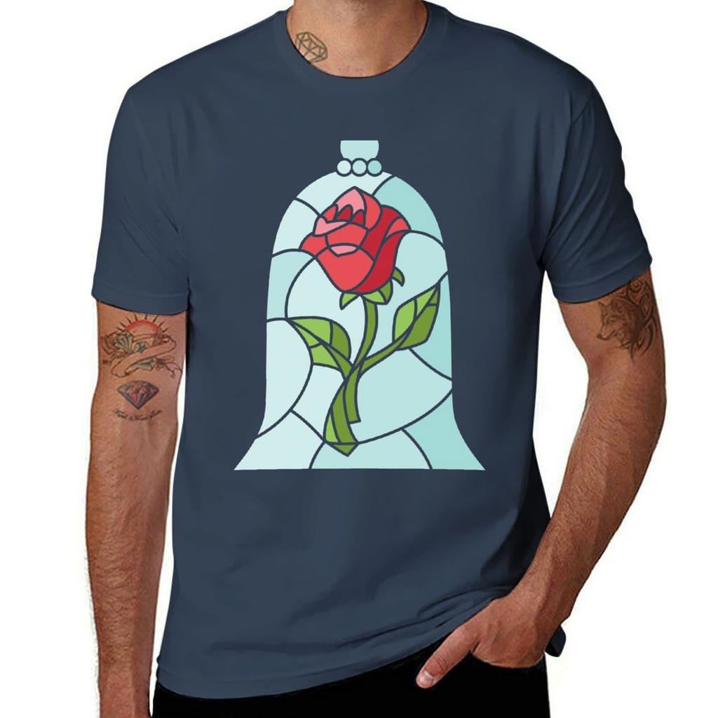 Enchanted Rose Tshirt Basic Crew Neck Short Sleeve Top