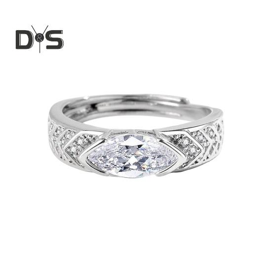 

Женское кольцо регулируемый размер открытие обручальное кольцо кубический цирконий инкрустация помолвка ювелирные изделия палец кольцо серебряный