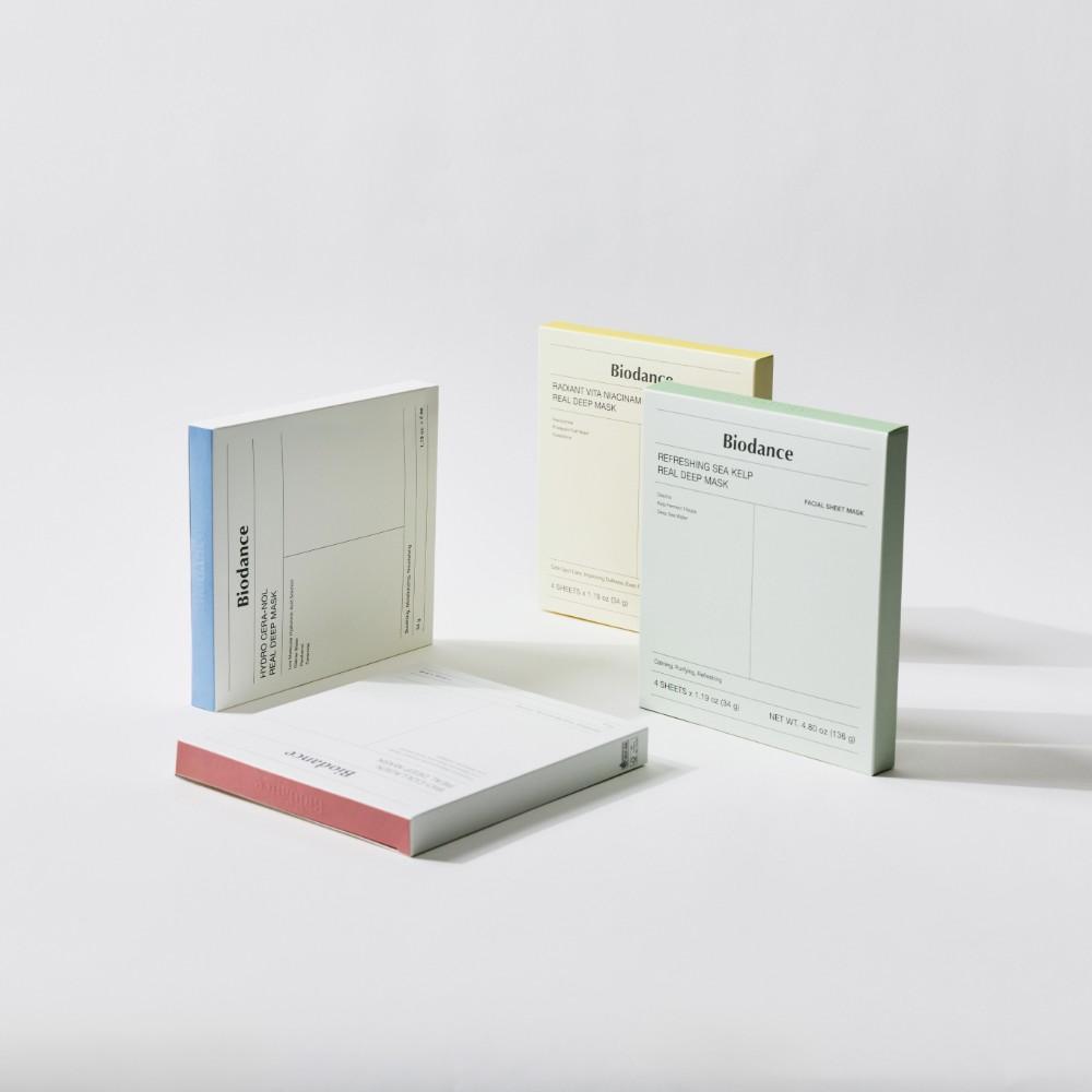 Biodance Mask Pack Set 16pcs (4 Types) - Moisturizing, Soothing, Brightening, Pore Care, Korean