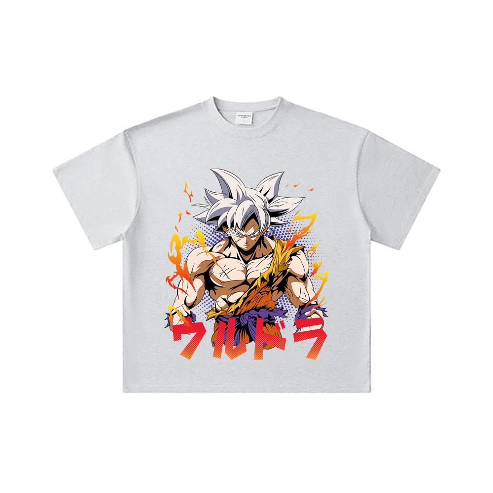 260 GSM Double Yarn 32 Count 100% Cotton Dragon Ball V11 Goku Ultra Print Unisex Heavy Cotton T Shirt