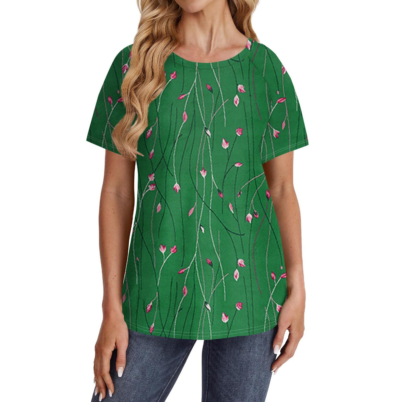 

Женские футболки с коротким рукавом, милые туники с круглым вырезом, топы, базовые футболки, блузки, свободный пуловер 6XL зелёный