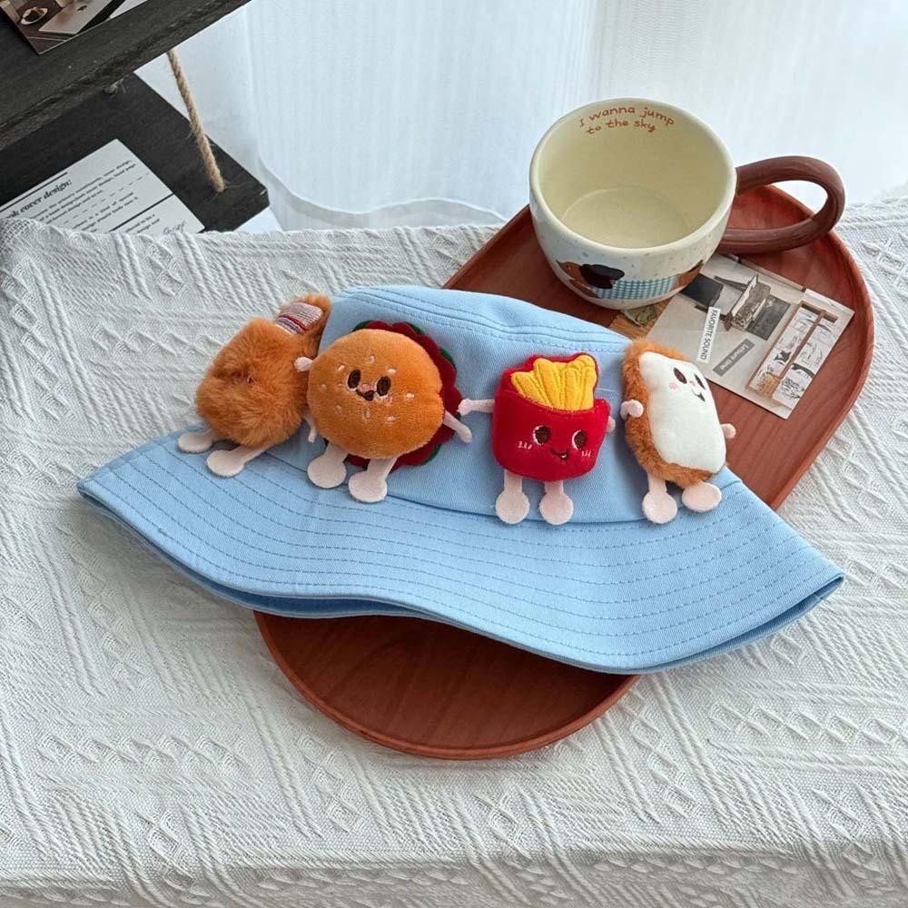 Breathable Sunscreen Basin Cap Adjustable Cartoon Sunshade Hat Cute Hamburger Fisherman Hat  Women