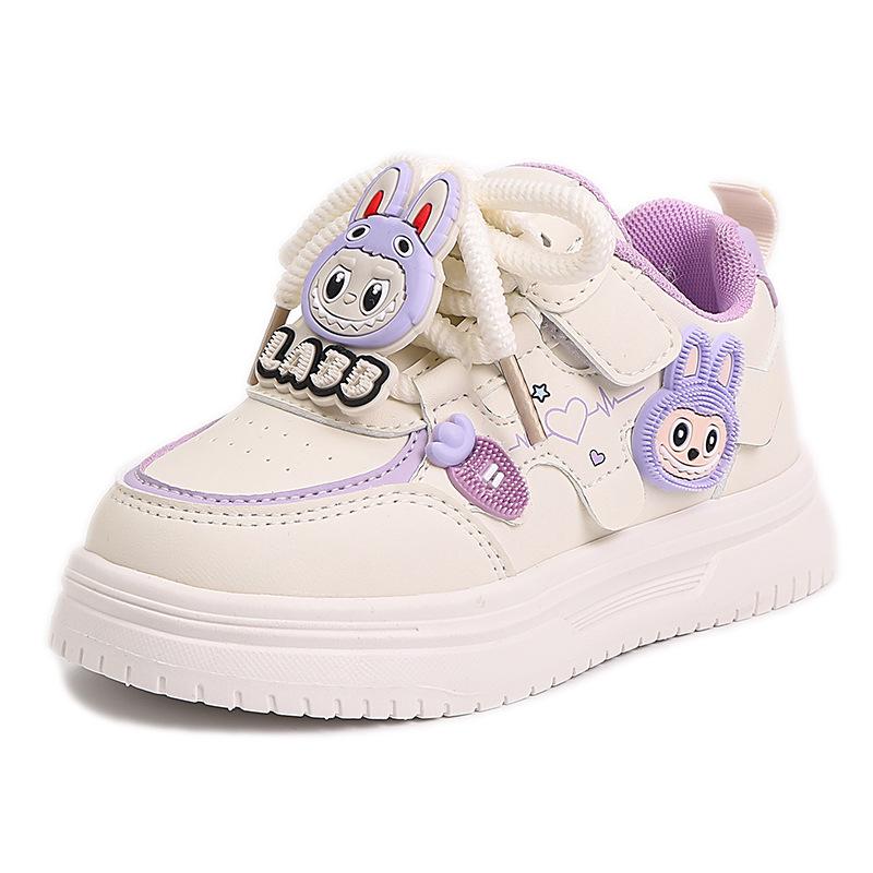Girls' Cartoon Soft-soled Sports Shoes Fashionable and Versatile Breathable White Shoes