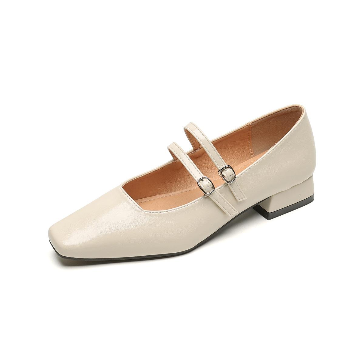 

Weiwei girl 820-2 квадратная головка одиночные туфли женские новинка 2025 года весна однотонные с неглубоким горлом туфли Мэри Джейн женские французские 35 абрикосовый