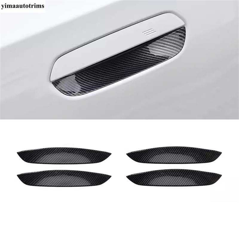 Rearview Mirror Cap / Door Handle Bowl Frame Decoration Cover Trim ABS Carbon Fiber Accessories For BMW 5 Series G60 2024 2025