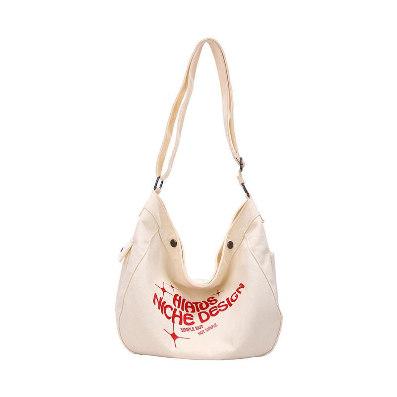 Women Canvas Tote Bag With Magnetic Snap Street Style Casual Letter Print For Daily Commuting