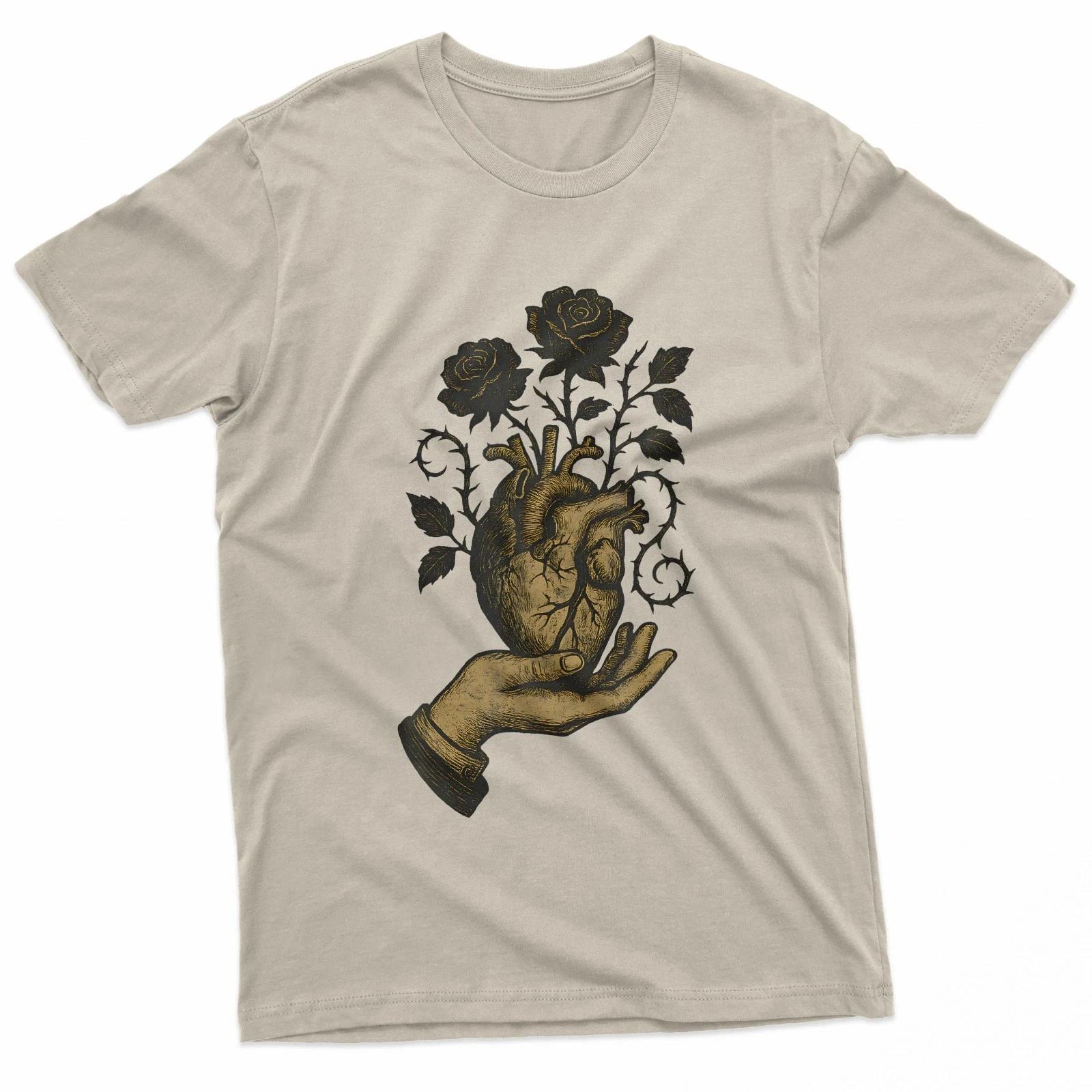 Gothic Anatomical Heart And Black Rose Dark Academia Witchy T-Shirt 2XL