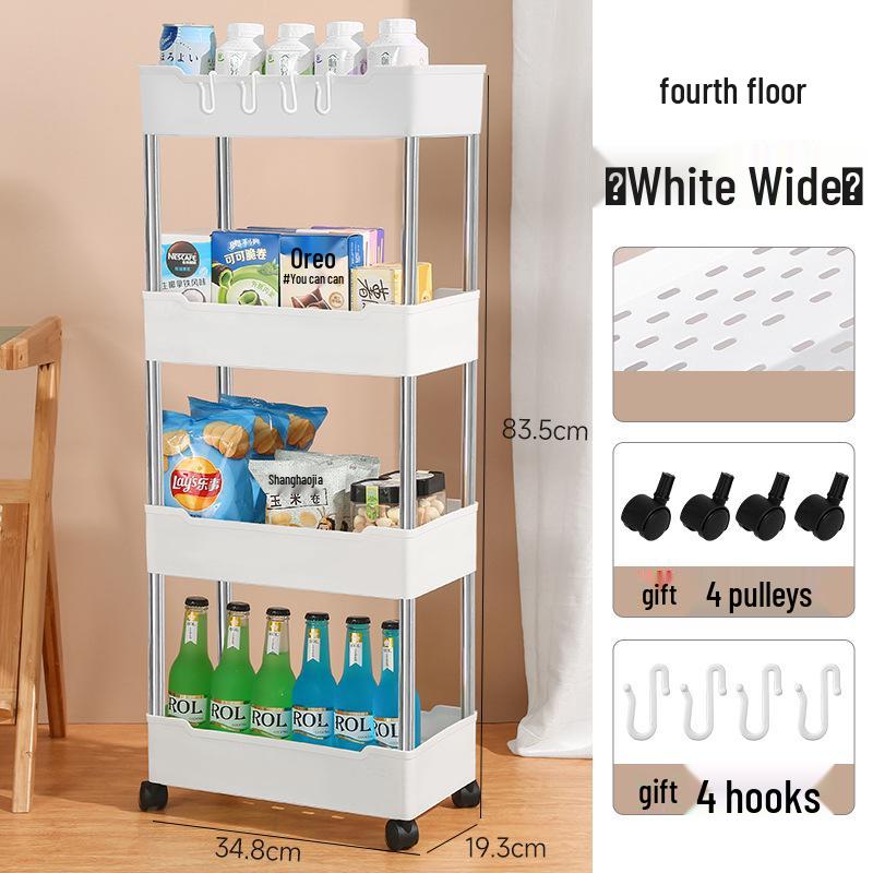 

Тележка Стойка: Многоярусное хранение в зазорах ванной, туалета и кухни