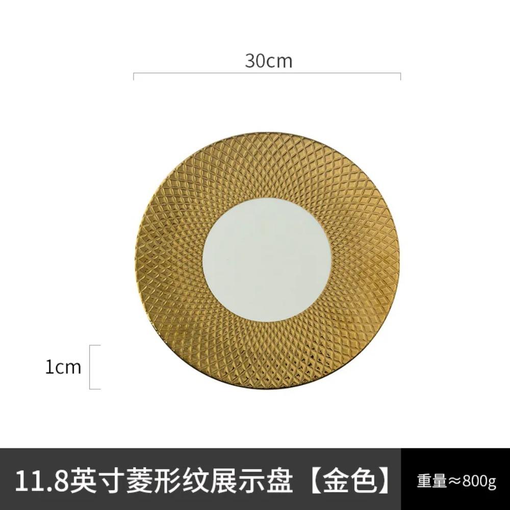 11.8 Inch Plated Gold and Silver Ceramic Plate Serving Plate Steak Tray Dessert Tray Molecular Cooking Tableware Dinner Plates