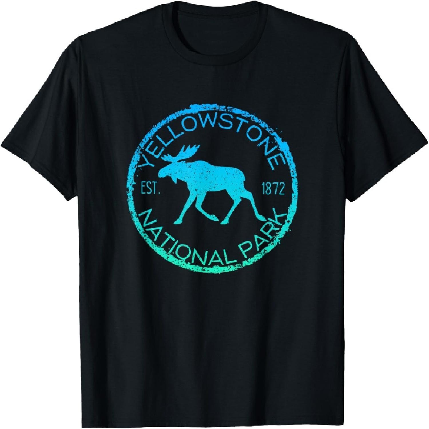 Moose Design Yellowstone National Park Souvenir Hiker s T-Shirt XXXXXL разноцветный