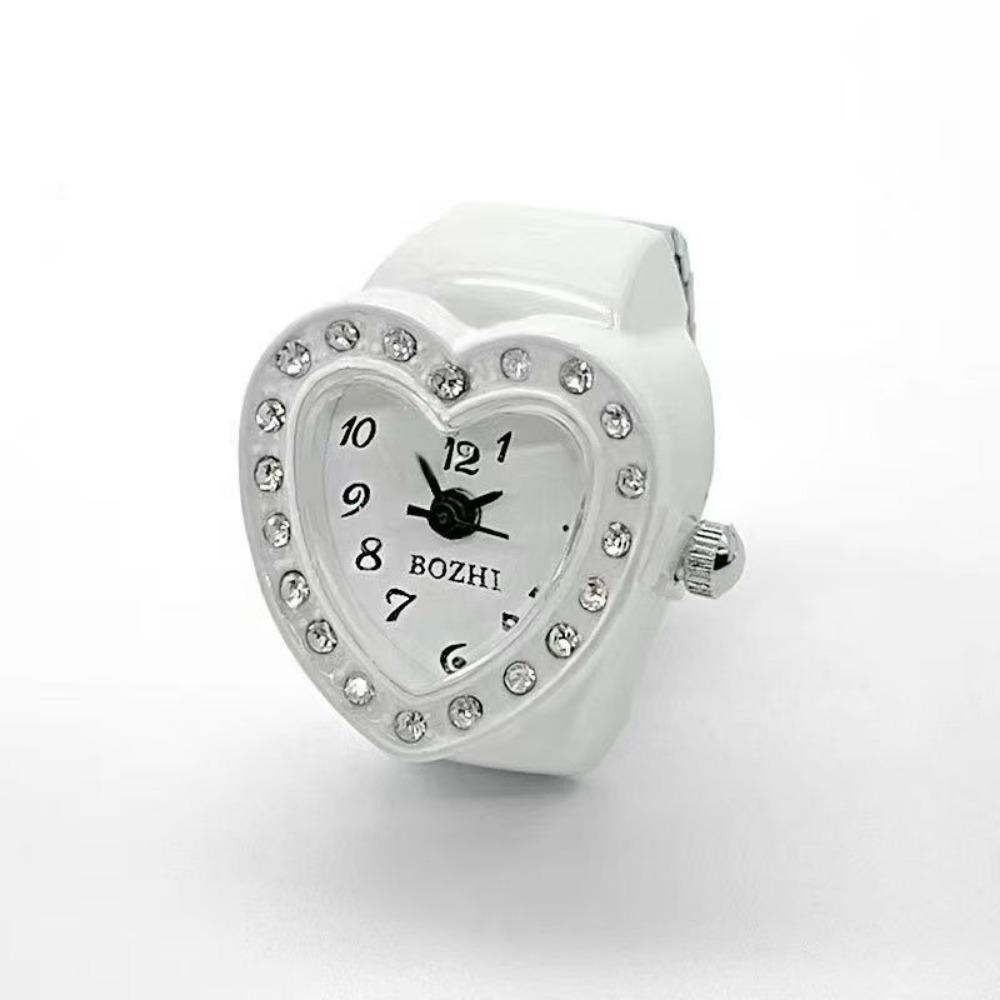 Ring Watch, Quartz Watch, Metal Watch, Rhinestone, Elastic Strap.