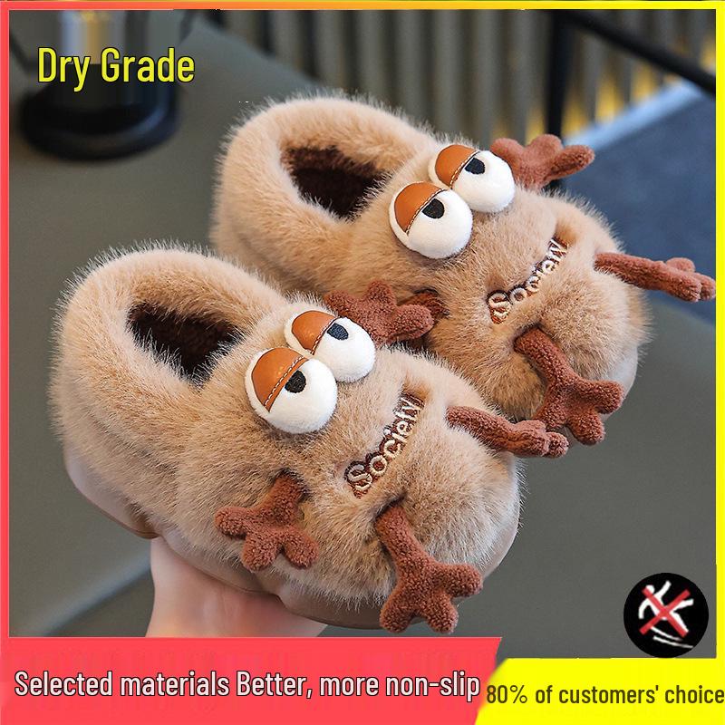 Papuci calzi de pluș din bumbac pentru copii, băieți și fete, Pantofi de interior/exterior pentru toamnă-iarnă