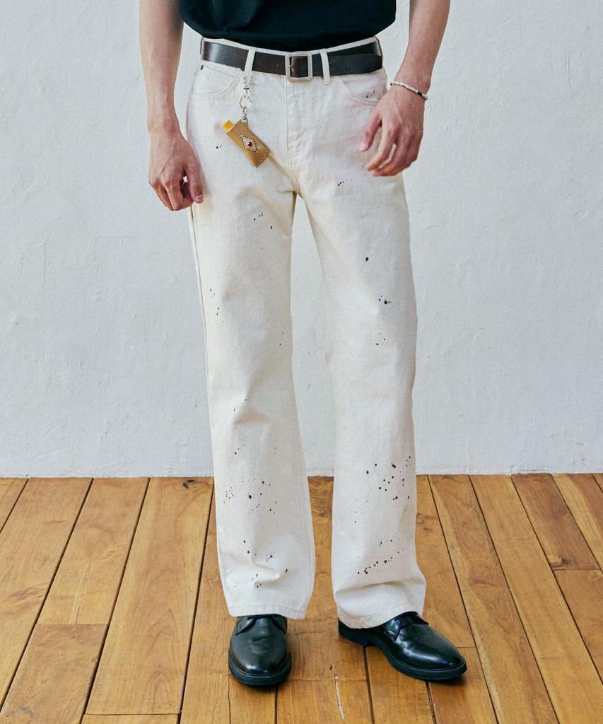 KND 97Lc Splatter Bootcut Denim Pants Ecru