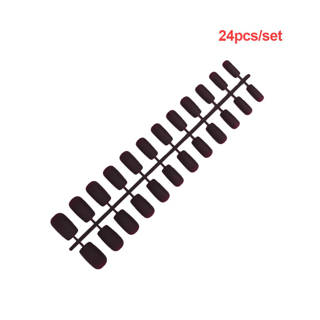 1 Set Glue On Nails Medium Length Toe Square Style Matte Press On Stick Solid Color Art Decals Beauty Tool Manicure Kit