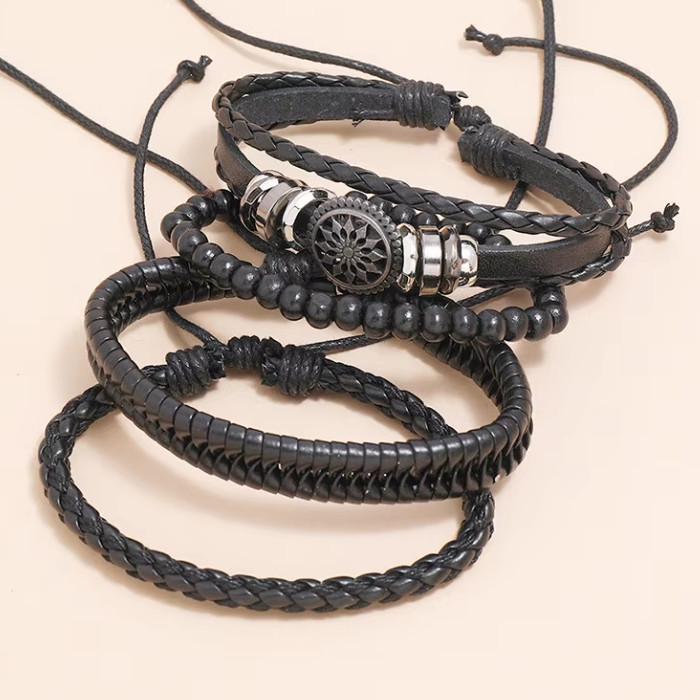 Simple Retro Unisex Woven Anchor Bracelet Set – Handcrafted Fashion Jewelry