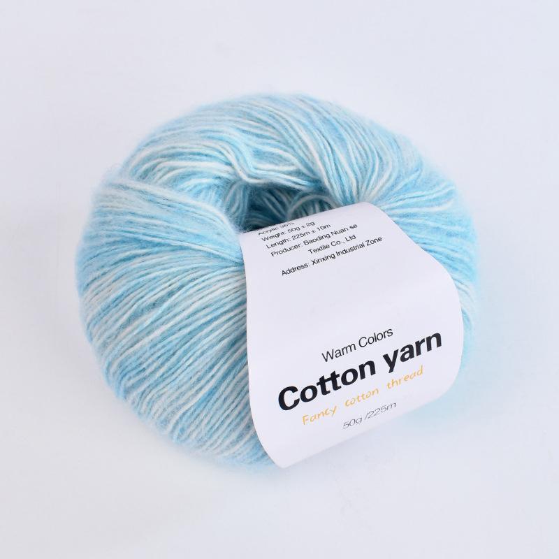 

1PC Hand Woven Pure Cotton Thread Handmade Line Gift Real Silk Wool Thread Segmented Dyed Wool Yarn Multi-element светло-синий