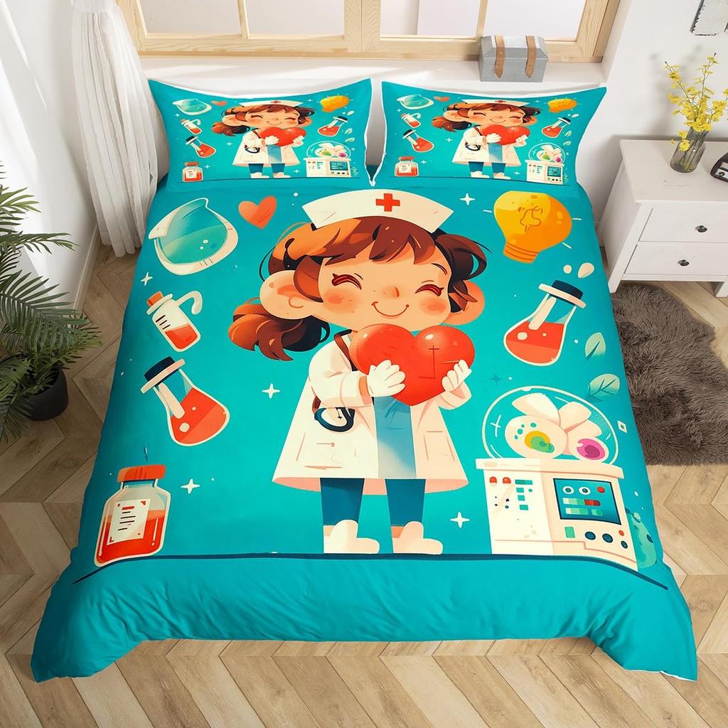 Duvet Covers For Want To Be Doctors Kids Teens Queen King Size Lightweight Down Room Decor 2 Pillowcases 1 Duvet Cover No Quilt