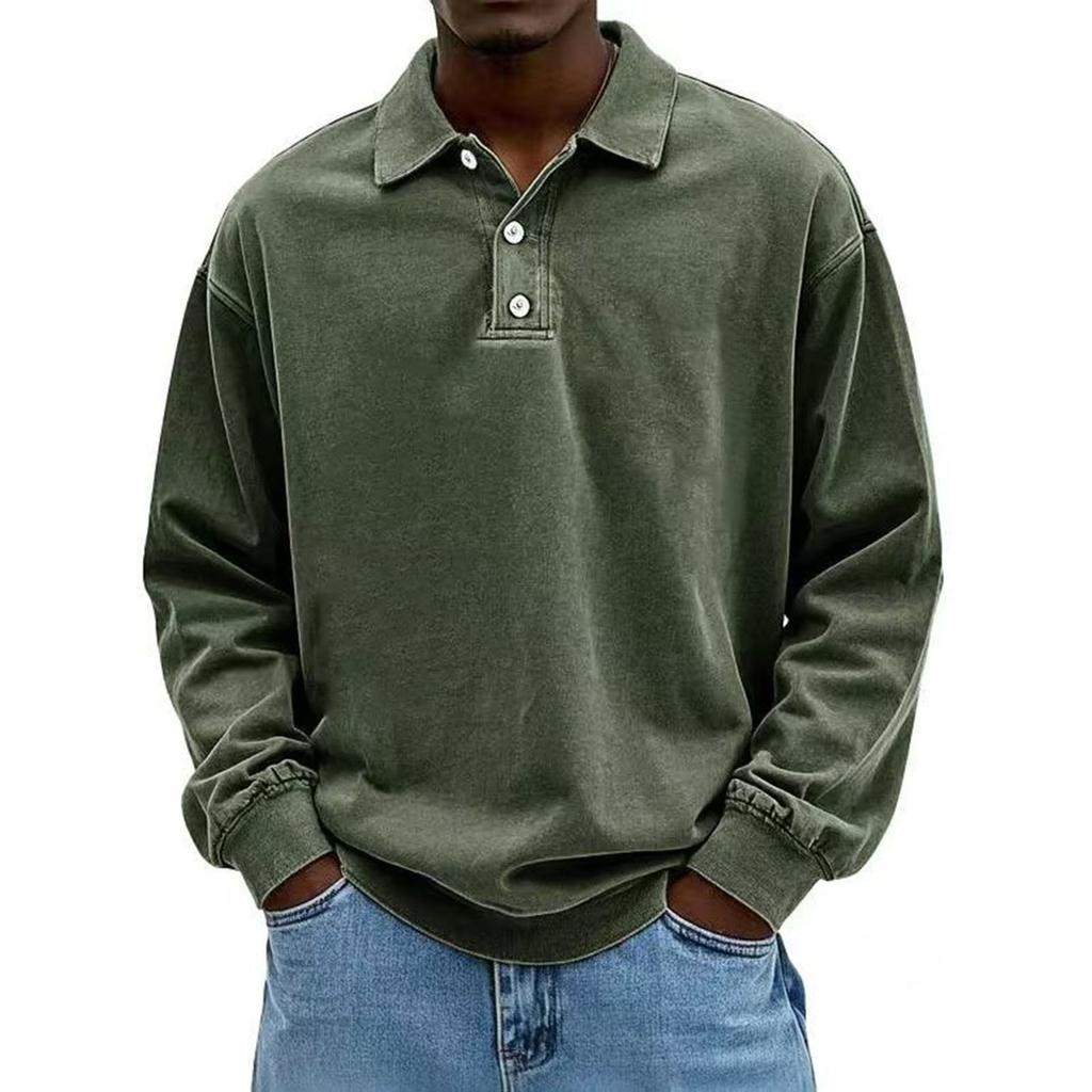 Men's  Business  Leisure  Versatile  Long Sleeves  Flip Collar  Pullover  Shirt