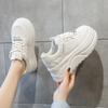 2025 Spring and Autumn New Korean Version of Thick-soled Heightening White Shoes Women's Leather Lace-up Showing Feet Small Casual Versatile Muffin