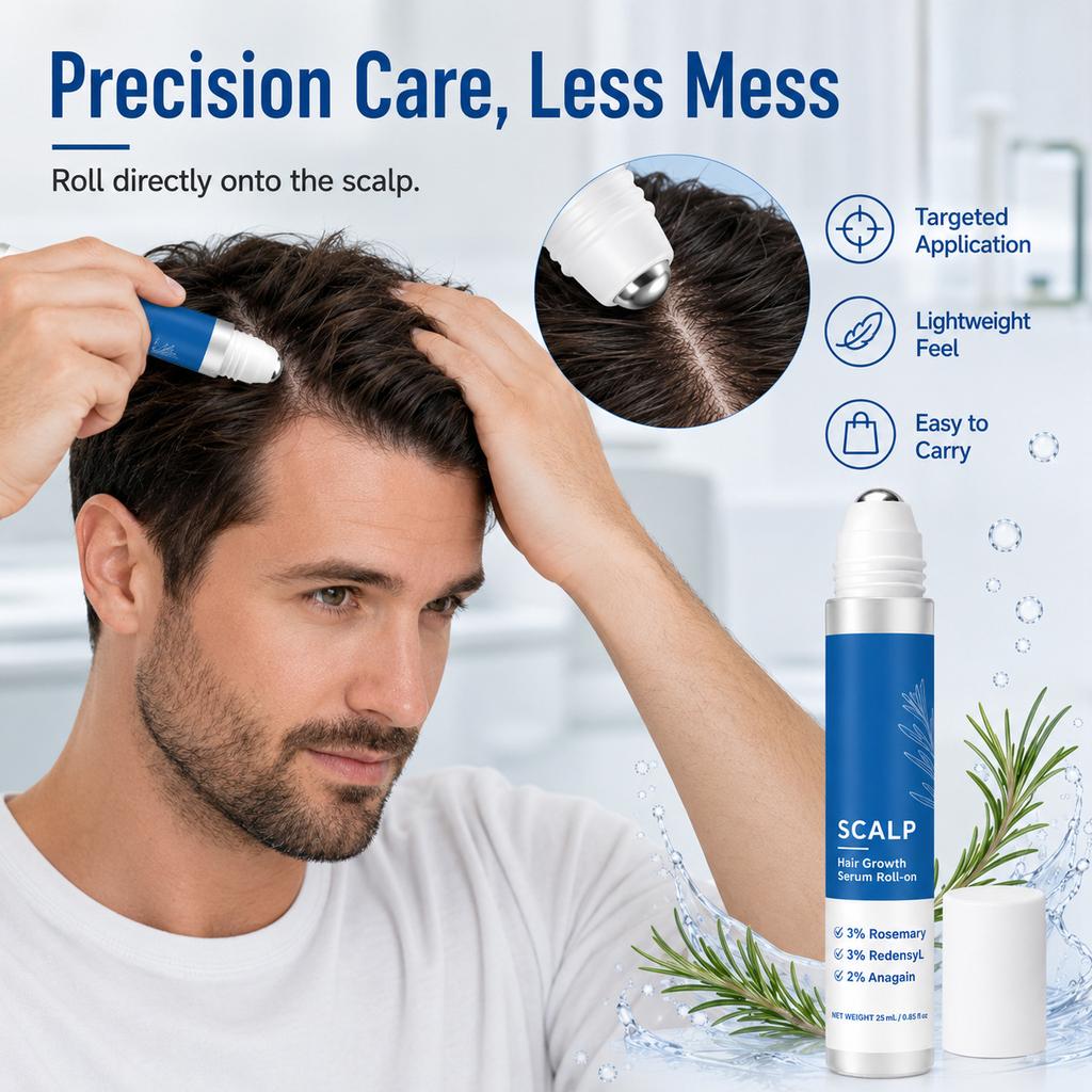 Rosemary Scalp Care Roll-On Essence Gentle Botanical Scalp Soothing Treatment Control Oil Anti-Dandruff Relieve Itching