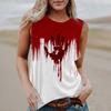 Women's Round Neck Casual Sleeveless Halloween Printed Vest T-Shirt Top