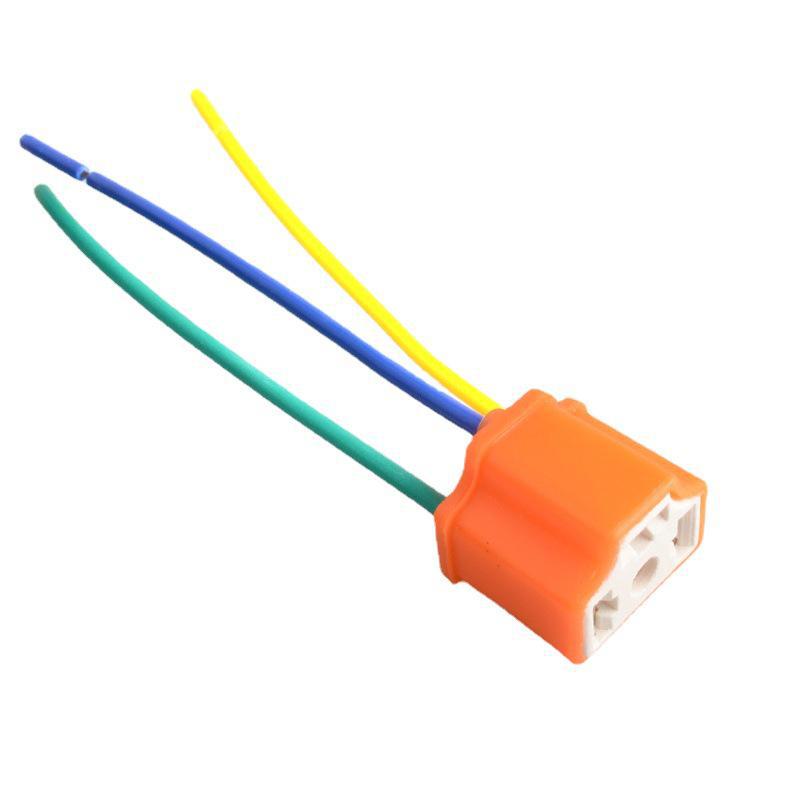 H4 Car Headlight Bulb Socket with Pure Copper Wire & Heat-Resistant Ceramic Holder