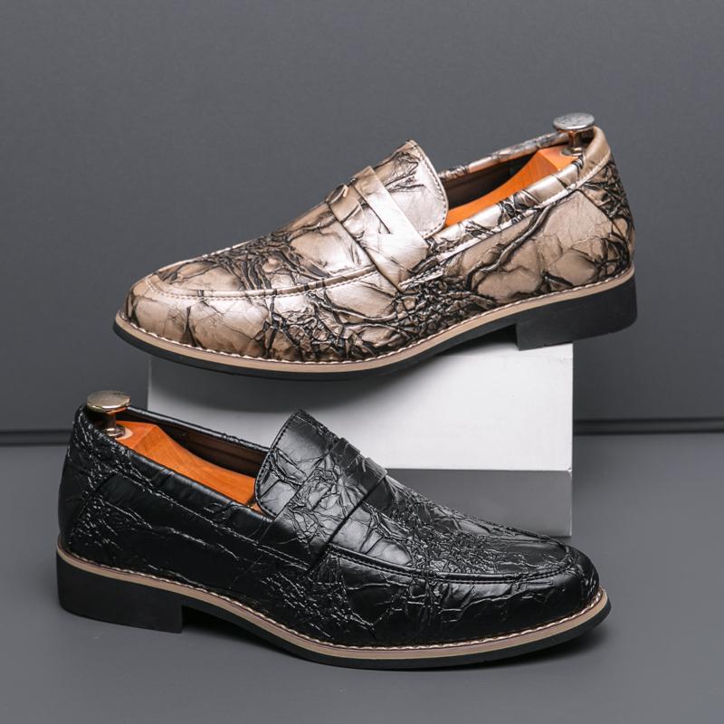 New High Quality Leather Shoes for Men Men Casual Leather Loafers Comfortable Designer Patterned Office Business Wedding Shoes