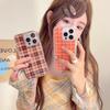 Korean Autumn/Winter Plaid Case for iPhone 17 Pro Max - Brown & Orange for Women