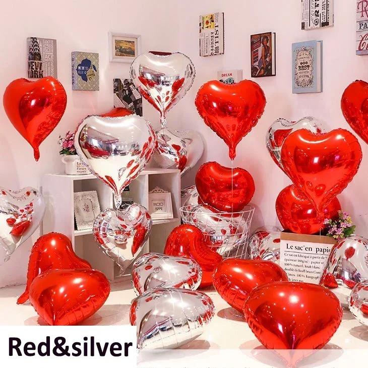 20/5pcs Heart Foil Balloon Mirror Aluminum Helium Balloon Globos for Kids Baby Shower Birthday Party Decoration Wedding Supplies
