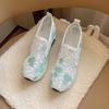 Women's fashion flat bottom inner height increase mesh yarn breathable casual single shoes support platform one piece