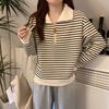 Women Striped Half Zip Sweatshirt Long Sleeve Collared Pullover Casual Fit  Fashion Oversized Streetwear Tops 2026 Tendencias
