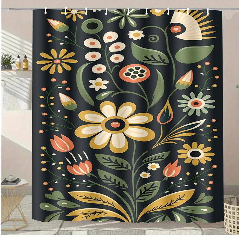 Morandi Creative Flowers Washable Dirt-Resistant Shower Curtain Shower Head waterproof Polyester Bath Curtain For Home Decor