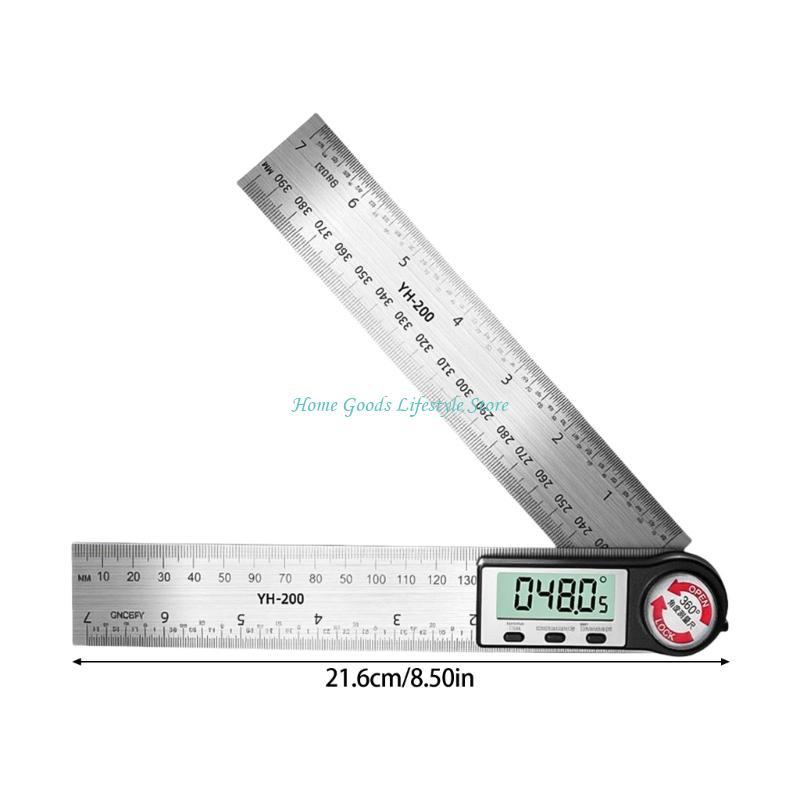 E74E 200mm Digital Angles Rulers 0 360Degree Measurement Double Scale For Workshop Use