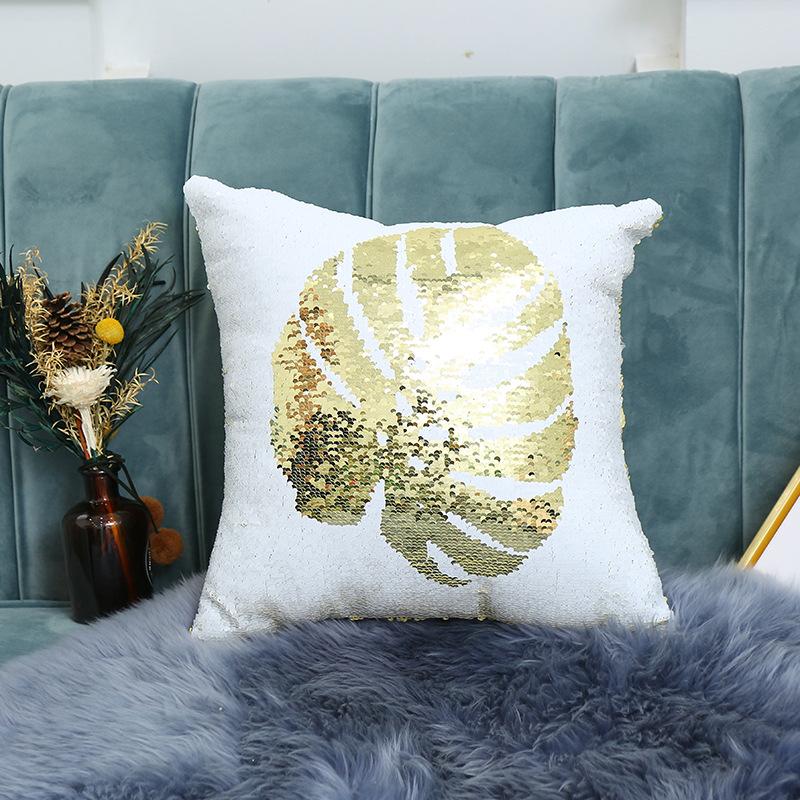 

Two-color Flip-up Positioning Embroidered Sequin Pillowcase Unicorn Mermaid Flamingo Pineapple Pattern Pillow Does Not Include Core 40*40cm