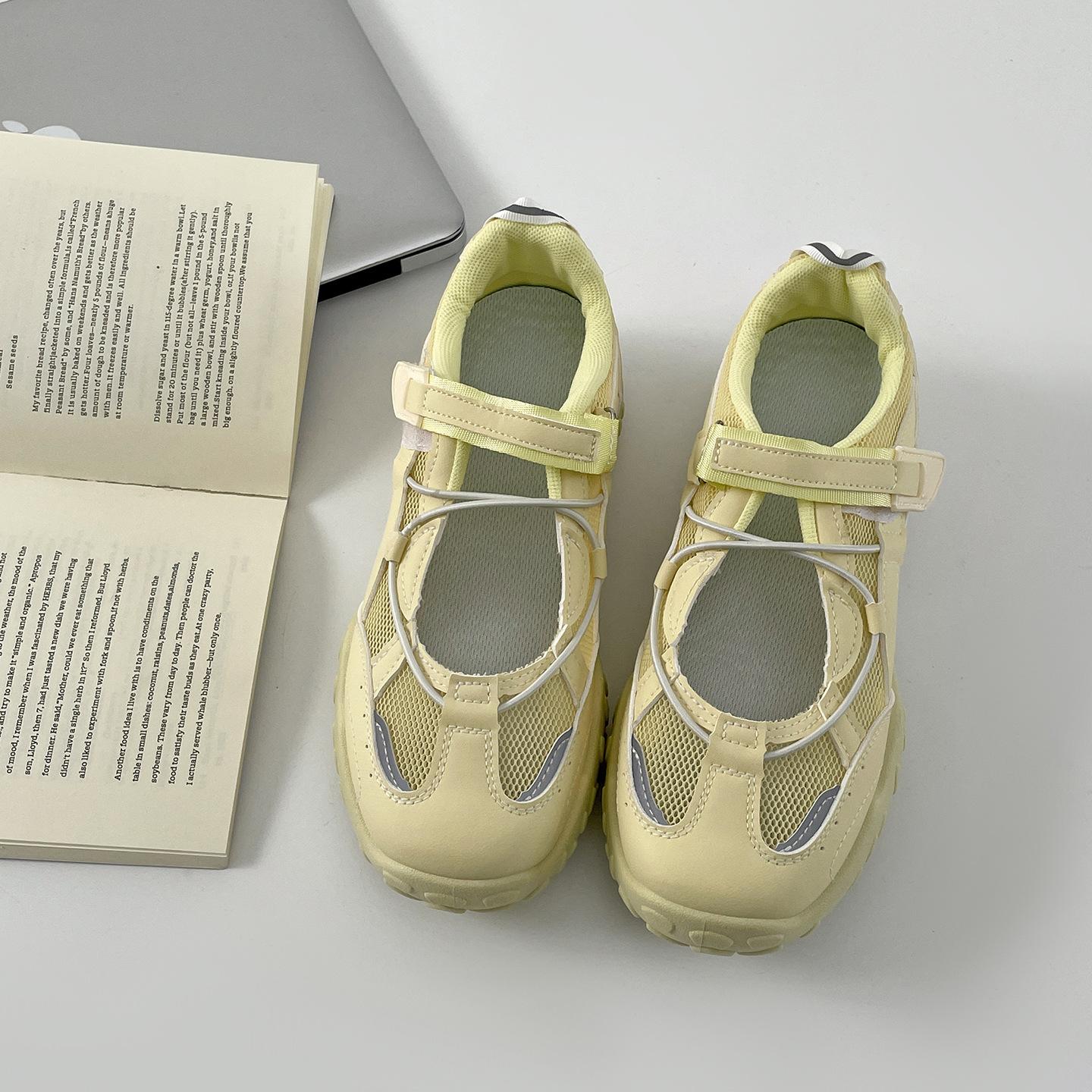 

White retro platform casual sports Mary Jane shoes women s 2025 new summer skirt shallow mouth height increase single shoes 40 жёлтый