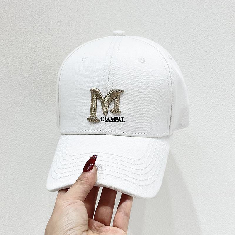 Fashion Hat Korean version three-dimensional embroidery letter M hard top baseball cap children spring and summer new fashion show face small peaked c